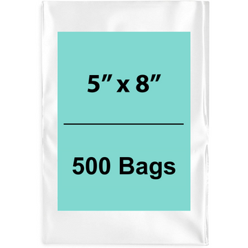 5X8 inches Clear Flat Poly Bags 1.5Mil Open Top (LDPE)